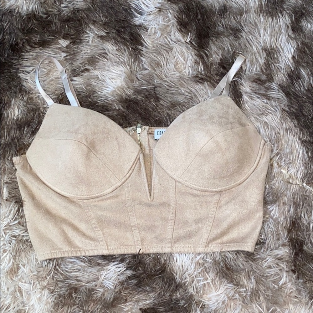 Suede Tan Crop Top